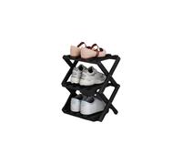 Étagère à chaussures pliable en bambou, 3 niveaux, économiseur d'espace, design élégant noir pour entrée, couloir, placard étroit, idéal pour le rangement des chaussures