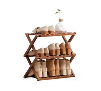 Étagère à chaussures pliable en bambou à 3 niveaux de rangement vertical sans assemblage nécessaire Solution d'entrée gain de place pour couloir, chambre à coucher, appartement (50 cm)