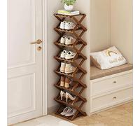 Étagère à chaussures pliable en bambou à 3 niveaux pour entrée - Design fin et peu encombrant pour couloir, placard, petits espaces - Finition noire