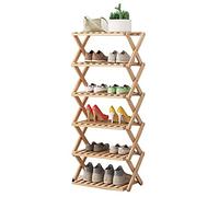 Étagère à chaussures pliable en bambou à 6 niveaux pour entrée 50 cm Installation libre Économie d'espace Étagère de présentation (50,8 x 25,4 x 111,8 cm)