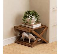 ÉTagèRe à Chaussures Pliable en Bambou à 9 Niveaux, Sans Montage, avec Structure AccordéOn, Design Vertical et Compact, IdéAle for Gagner de La Place, Robuste, Stable et Facile(Brown,2 layers)