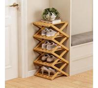 ÉTagèRe à Chaussures Pliable en Bambou à 9 Niveaux, Sans Montage, avec Structure AccordéOn, Design Vertical et Compact, IdéAle for Gagner de La Place, Robuste, Stable et Facile(Wooden,5 layers)