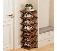 ÉTagèRe à Chaussures Pliable en Bambou à 9 Niveaux, Sans Montage, avec Structure AccordéOn, Design Vertical et Compact, IdéAle for Gagner de La Place, Robuste, Stable et Facile(Brown,7 layers)