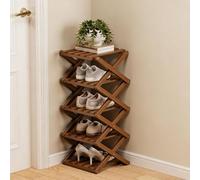 ÉTagèRe à Chaussures Pliable en Bambou à 9 Niveaux, Sans Montage, avec Structure AccordéOn, Design Vertical et Compact, IdéAle for Gagner de La Place, Robuste, Stable et Facile(Brown,5 layers)