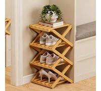 ÉTagèRe à Chaussures Pliable en Bambou à 9 Niveaux, Sans Montage, avec Structure AccordéOn, Design Vertical et Compact, IdéAle for Gagner de La Place, Robuste, Stable et Facile(Wooden,4 layers)