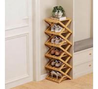 ÉTagèRe à Chaussures Pliable en Bambou à 9 Niveaux, Sans Montage, avec Structure AccordéOn, Design Vertical et Compact, IdéAle for Gagner de La Place, Robuste, Stable et Facile(Wooden,6 layers)