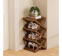 ÉTagèRe à Chaussures Pliable en Bambou à 9 Niveaux, Sans Montage, avec Structure AccordéOn, Design Vertical et Compact, IdéAle for Gagner de La Place, Robuste, Stable et Facile(Brown,4 layers)