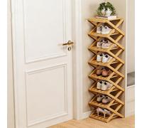 ÉTagèRe à Chaussures Pliable en Bambou à 9 Niveaux, Sans Montage, avec Structure AccordéOn, Design Vertical et Compact, IdéAle for Gagner de La Place, Robuste, Stable et Facile(Wooden,8 layers)
