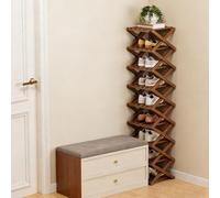 ÉTagèRe à Chaussures Pliable en Bambou à 9 Niveaux, Sans Montage, avec Structure AccordéOn, Design Vertical et Compact, IdéAle for Gagner de La Place, Robuste, Stable et Facile(Brown,9 layers)