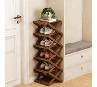 ÉTagèRe à Chaussures Pliable en Bambou à 9 Niveaux, Sans Montage, avec Structure AccordéOn, Design Vertical et Compact, IdéAle for Gagner de La Place, Robuste, Stable et Facile(Brown,6 layers)