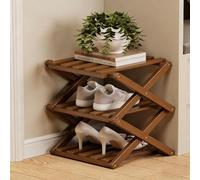 ÉTagèRe à Chaussures Pliable en Bambou à 9 Niveaux, Sans Montage, avec Structure AccordéOn, Design Vertical et Compact, IdéAle for Gagner de La Place, Robuste, Stable et Facile(Brown,3 layers)