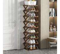 Étagère à chaussures pliable en bambou - Armoire à chaussures verticale sans installation, étagère de salon indépendante, armoire nizer - Marron, options de 2 à 10 niveaux pour un rangement efficace
