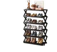 Étagère à chaussures pliable en bambou - Entrée peu encombrante pour appartements et placards, assemblage sans outils, économique, noir à six plis, 68 x 25 x 109,2 cm
