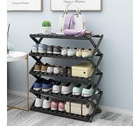 Étagère à chaussures pliable en bambou, étagère de rangement multifonctionnelle pour maison, entrée, couloir, balcon, chambre à coucher, cuisine, salle de bain, chaussures élégantes (couleur : noir)