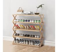 Étagère à chaussures pliable en bambou multi-couches pour couloir, salon, balcon et cuisine, design simple, couleur beige, solution gain de place
