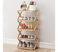 Étagère à chaussures pliable en bambou multifonction pour maison, entrée, couloir, balcon, chambre à coucher, cuisine, salle de bain (beige)