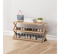 Étagère à chaussures pliable en bambou multifonction pour maison, entrée, couloir, balcon, chambre, cuisine, salle de bain, solution de rangement élégante pour chaussures (couleur : beige)