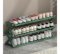 Étagère à chaussures pliable en bambou - Organiseur à 3 niveaux pour l'intérieur, l'extérieur et le camping - Couleur bûche élégante, solution de rangement durable pour chaussures et accessoires