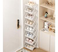 Étagère à chaussures pliable en bambou pour les petits espaces, parfaite pour porte d'entrée ou garage, huit étages