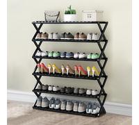 Étagère à chaussures pliable en bambou - Rangement à chaussures élégant pour couloir, salon, balcon et cuisine - Solution polyvalente pour la maison et l'environnement