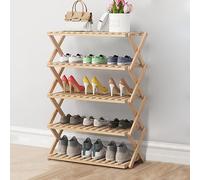 Étagère à chaussures pliable en bambou - Rangement à chaussures en bois multicouche Aucune installation nécessaire Économie d'espace ménage Design écologique et économique pour une gestion facile des