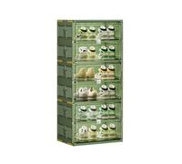 Étagère à chaussures pliable en plastique robuste empilable pour entrée 6 niveaux avec 12 grilles facile à assembler