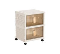 Étagère à chaussures portable à 2 niveaux pliable avec couvercle en plastique pour entrée, assemblage facile, design compact et élégant