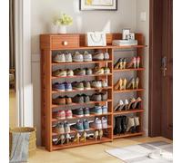 Étagère à chaussures pour placard, étagères de rangement à chaussures d'entrée à 8 niveaux avec petite boîte en bois, armoire de rangement à chaussures pour hall d'entrée, garage, chambre à coucher, v