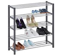 IDIMEX Etagère à Chaussures Dublin Rangement Porte-Chaussures avec 5 Niveaux pour 20 Paires en métal chromé et laqué Gris