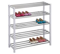 IDIMEX Etagère à Chaussures Dublin Rangement Porte-Chaussures avec 5 Niveaux pour 20 Paires en métal chromé et laqué Noir