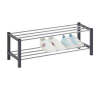 IDIMEX Étagère à Chaussures Dublin Rangement Porte-Chaussures avec 2 Niveaux pour 8 Paires en métal chromé et laqué Gris