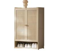 Étagère à Chaussures réglable en Bambou à 7 Niveaux - Meuble de Rangement élégant en rotin avec 2 Portes pour entrée, Salon, Couloir - Idéal pour Gagner de la Place et Organiser Vos Chaussur