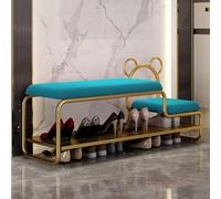Étagère à chaussures rembourrée avec cadre en métal pour enfants et adultes, entrée nizer (bleu doré, 100 x 32 x 45 cm) - Solution de rangement élégante, design peu encombrant