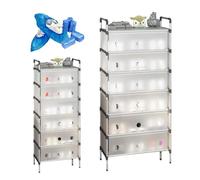 Étagère à chaussures réversible à 4 niveaux avec portes en plastique et 50 couvercles jetables en métal pour entrée et couloir, assemblage facile, noir élégant, 50 cm