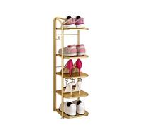 Étagère à chaussures robuste en métal doré à 8 niveaux, empilable, peu encombrant, design fin pour entrée, maison et bureau, nize chaussures efficacement.