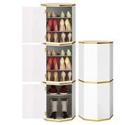 Étagère à chaussures rotative à 360 ° avec armoire de rangement à plusieurs niveaux et porte d'adsorption Cadre en métal Support à chaussures pour entrée (Ø 43 cm/H45 cm)