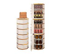 Étagère à chaussures rotative à 360° - Design Lazy Susan - Pour rangement de placard moderne - Économie d'espace - Grand support rond octogonal - Finition dorée élégante (43 cm)