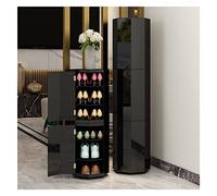 Étagère à chaussures rotative moderne sur pied - Coin rotatif pour entrée et couloir - Assemblage sans outils - Solution de rangement ronde élégante (noir)