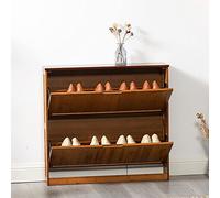 Étagère à chaussures rustique en bambou - Armoire d'entrée rustique avec rangement caché, design double couche, 3 tiroirs pour organiser les chaussures - Meubles décoratifs pour entrée