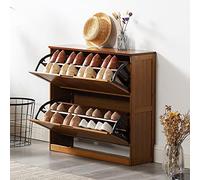 Étagère à chaussures rustique en bambou - Armoire d'entrée rustique avec rangement caché, organiseur créatif à 3 tiroirs, meuble décoratif pour entrée, 60 x 17 cm, solution gain de place