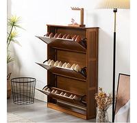 Étagère à chaussures rustique en bambou - Armoire d'entrée rustique avec rangement caché, trois tiroirs, une seule couche, meuble décoratif pour rangement de chaussures organisé - 152,4 x 43,2 cm