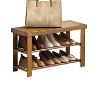 Étagère à chaussures rustique en bambou avec banc, organiseur d'entrée à 3 niveaux et tabouret pour couloir, porte d'entrée, solution de rangement pour économiser de l'espace (L x l x H) : 70 x 26 x