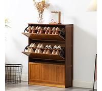 Étagère à chaussures rustique en bambou avec organiseur à chaussures caché, meuble décoratif à trois tiroirs, solution de rangement pour chaussures peu encombrante, 152,4 x 43,2 cm