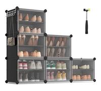 Étagère à chaussures - SONGMICS - 6 compartiments - Porte - Cadre en acier - Noir