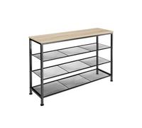 Meuble à chaussures - TECTAKE - Étagère à chaussures PORTSMOUTH en acier 100 x 30,5 x 72,5 cm - Bois clair/Chêne sonoma