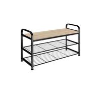 Meuble à chaussures - TECTAKE - Étagère à chaussures SOUTHAMPTON en acier 91 x 36 x 55 cm - Bois clair/Chêne sonoma