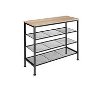 Meuble à chaussures - TECTAKE - Étagère à chaussures NEWPORT en acier 80,5 x 30,5 x 72,5 cm - Bois clair/Chêne sonoma