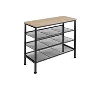 Meuble à chaussures - TECTAKE - Étagère à chaussures WOLVERHAMPTON en bois MDF 75,5 x 30,5 x 69,5 cm - Bois clair/Chêne sonoma