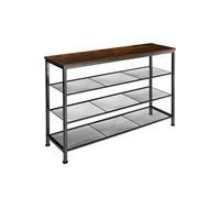 Meuble à chaussures - TECTAKE - Étagère à chaussures PORTSMOUTH en acier 100 x 30,5 x 72,5 cm - Bois foncé