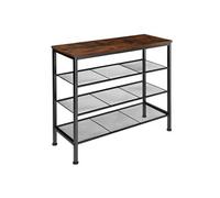 Meuble à chaussures - TECTAKE - Étagère à chaussures NEWPORT en acier 80,5 x 30,5 x 72,5 cm - Bois foncé